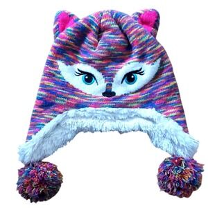 Rainbow Colored Kids Nepalese Fox or‎ Cat Hat